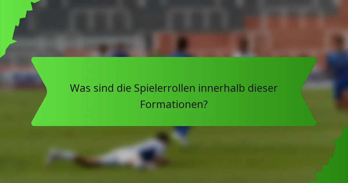 Was sind die Spielerrollen innerhalb dieser Formationen?
