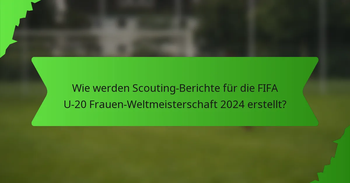 Wie werden Scouting-Berichte für die FIFA U-20 Frauen-Weltmeisterschaft 2024 erstellt?
